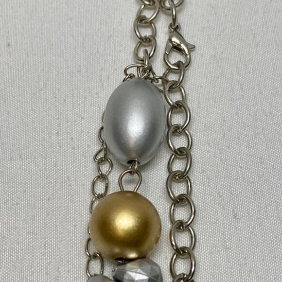 Beaded Necklace & Earrings Set Large Gold & Silver Painted Fashion Jewelry NWT - Picture 7 of 8